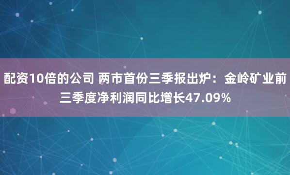 配资10倍的公司 两市首份三季报出炉：金岭矿业前三季度净利润同比增长47.09%